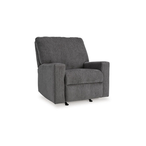 Ashley Anise Manual Rocker Recliner Chair, Pull Tab, Pewter Gray Polyester