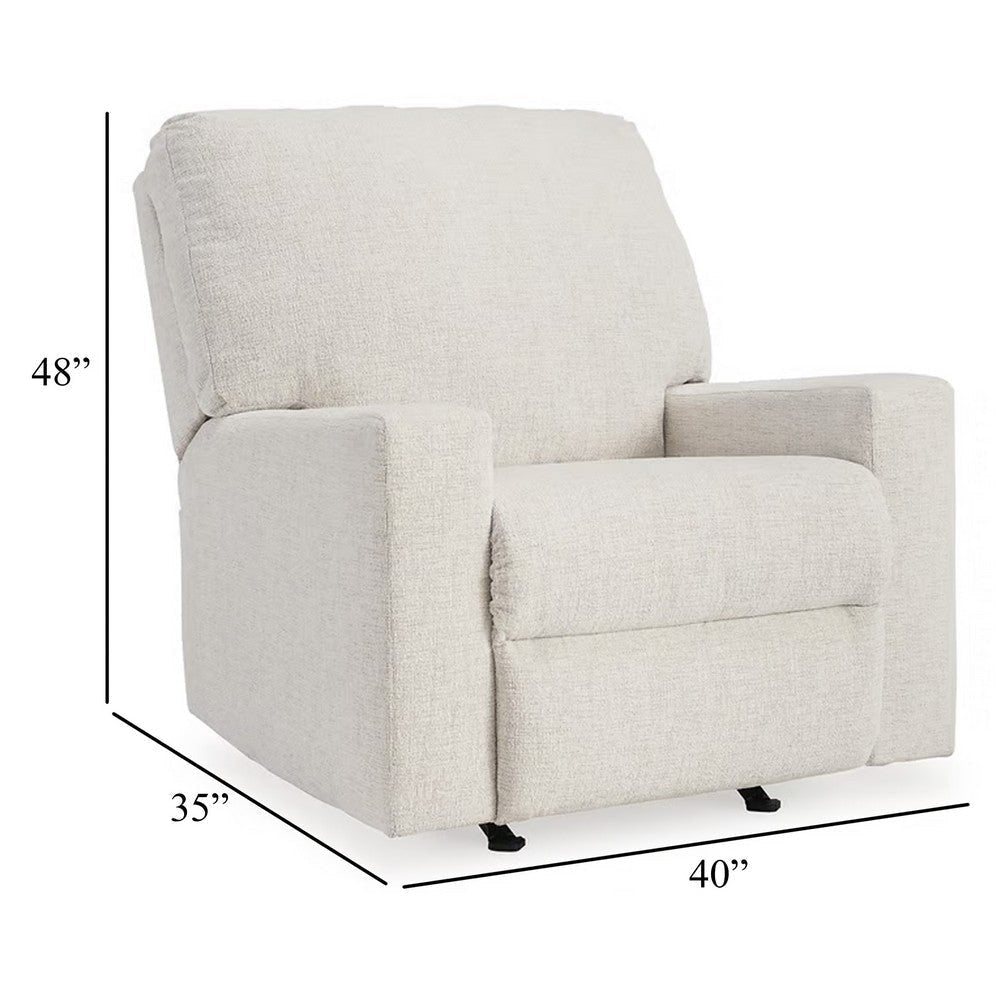 Ashley Anise Manual Rocker Recliner Chair Pull Tab Snow White Polyester BM331756