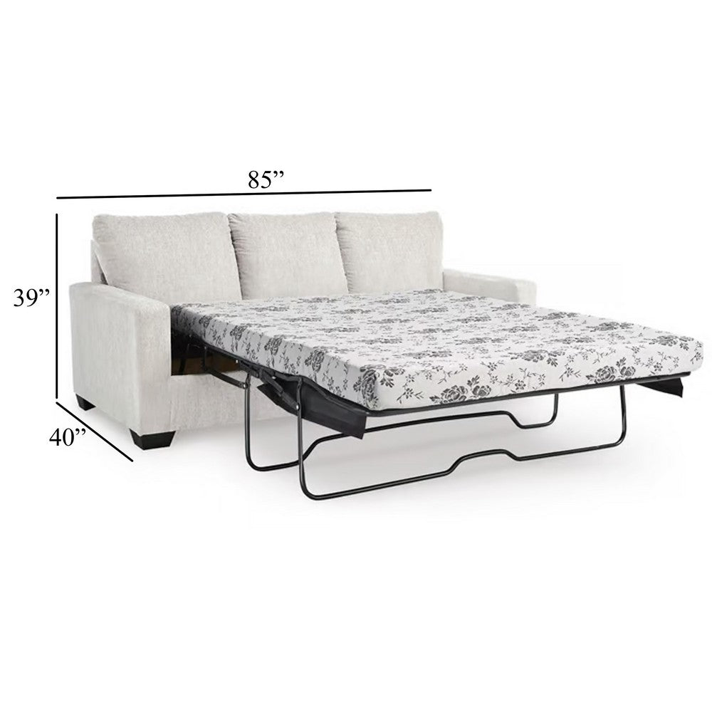 Ashley Anise Sofa Sleeper with Queen Size Pull Out Bed, Snow White Polyester