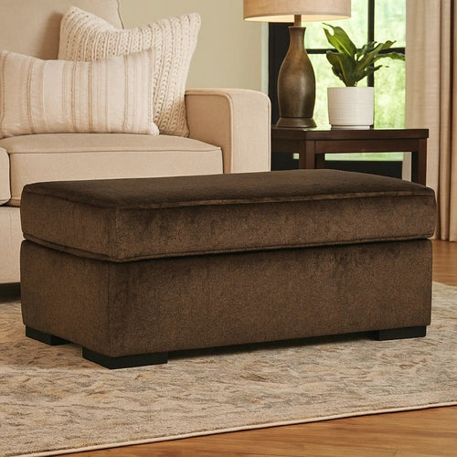 Ashley Ayle Ottoman with Low Profile Legs, Chocolate Brown Polyester 44 Inch