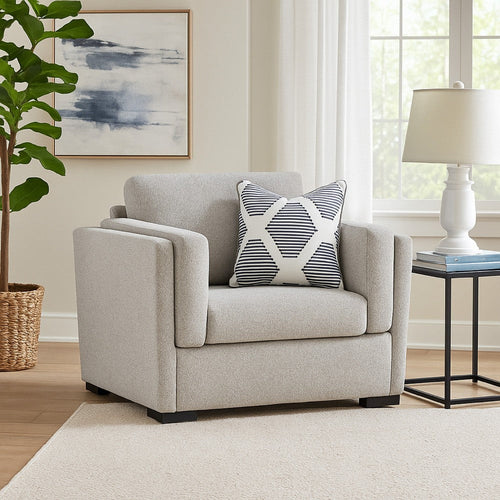 Ashley Marcy Oversized Chair with Arm Bolster Pillows, Pewter Gray Polyester