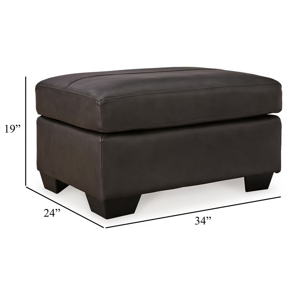 Ashley Zada Accent Ottoman Soft Dark Brown Real and Faux Leather 34 Inch BM331789