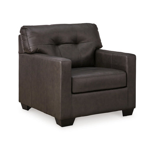 Ashley Zada Oversized Accent Chair, Soft Dark Brown Real and Faux Leather