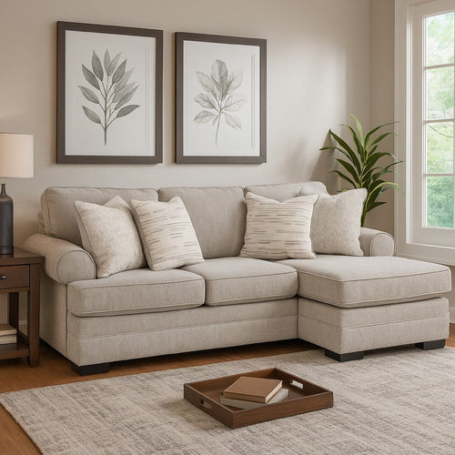 Ashley Shelyn Sofa Chaise with 4 Accent Pillows Sand Gray Polyester 97 Inch BM331813