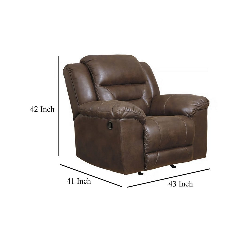 Ashley Aky Manual Rocker Recliner Chair Smooth Chocolate Brown Faux Leather BM331832