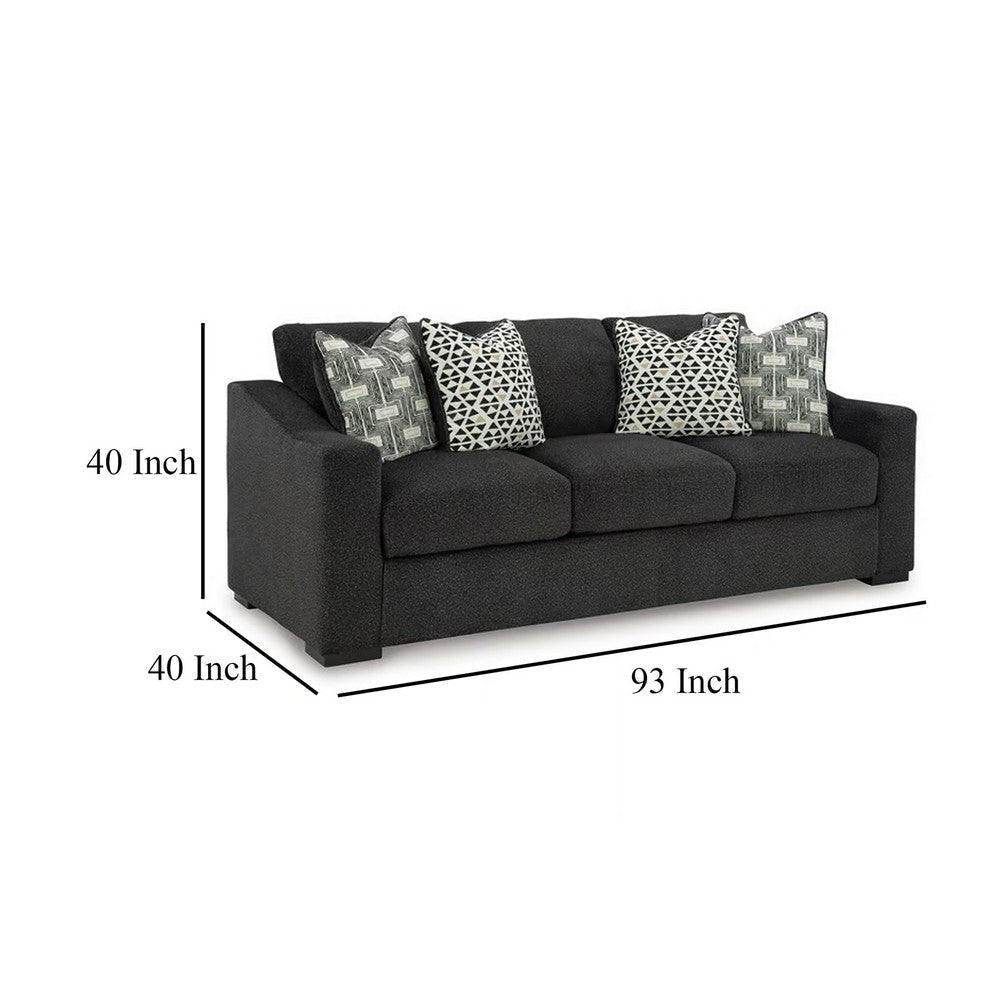 Ashley Wryen Sofa Onyx Black Polyester 4 Accent Throw Pillows 93 Inch BM331868