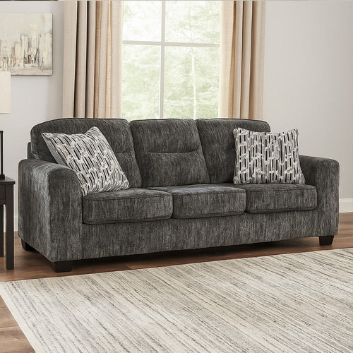 Ashley Layla Sofa Extra Plush Dark Gray Polyester 2 Accent Pillows 90 Inch BM331874