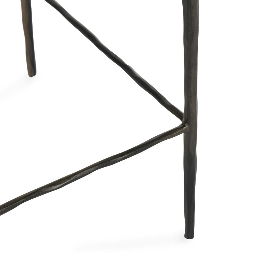 Ocea Counter Stool with Cocoa Brown Leather Seat Textured Iron Legs