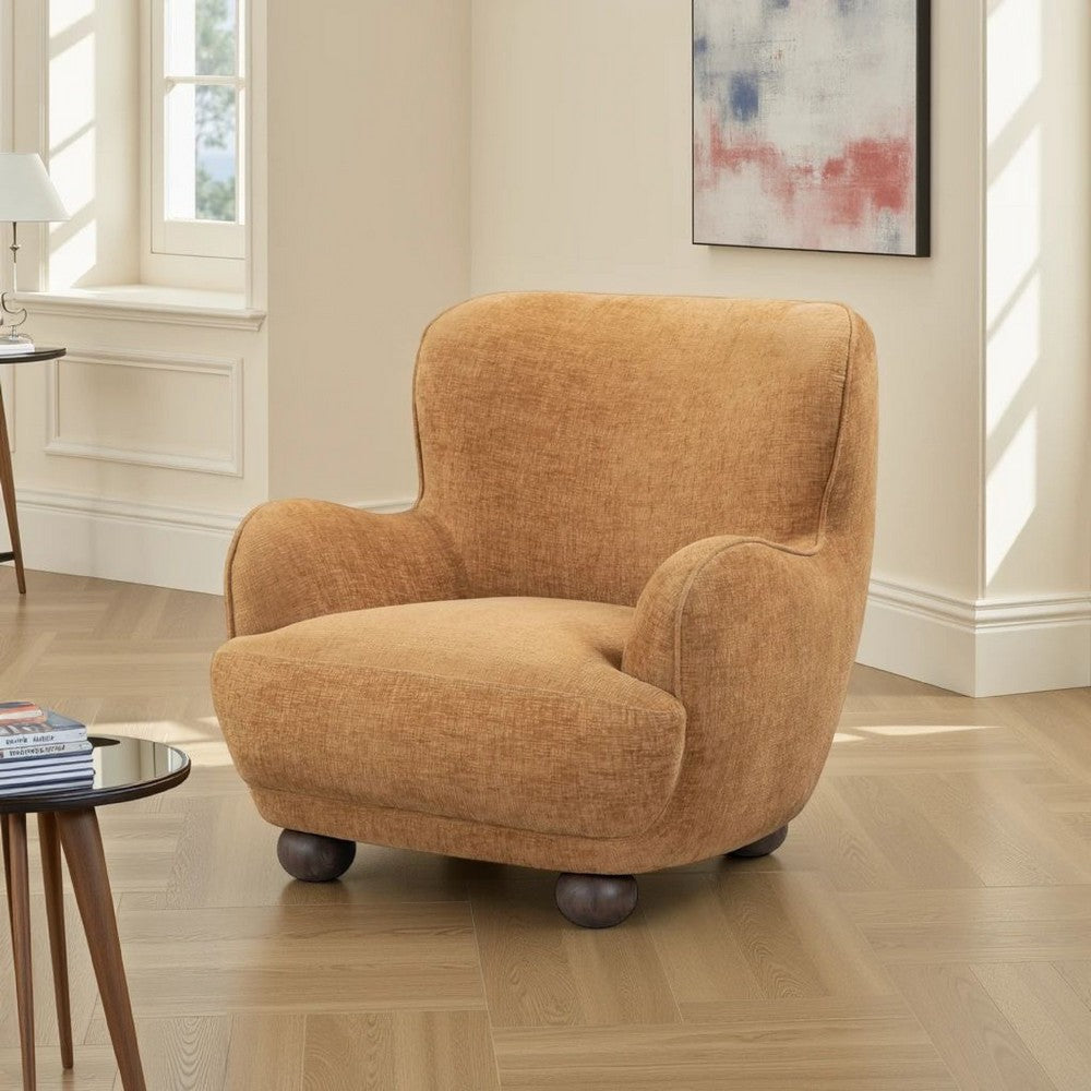 Fenn Accent Armchair Ash Wood Bun Feet Amber Cross Stitch Chenille