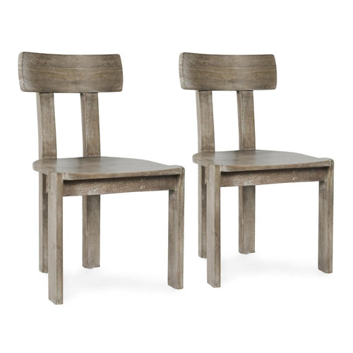 Rilo Dining Side Chair Set of 2, Curved Edges, Ash Natural Mango Wood