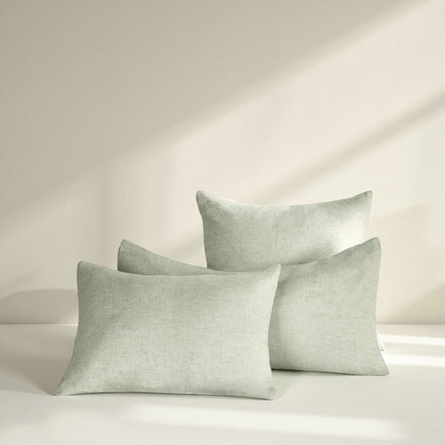 Savi Standard Pillow Sham, Sage Green Linen, Cotton, Cashmere, 20x26