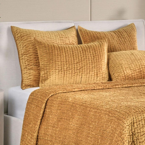 Romie Lumbar King Pillow Sham, Honey Gold Rayon Velvet, Cotton, 20x36