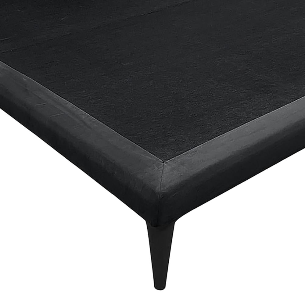 Blor King Size Platform Bed Dark Gray Polyester Upholstered Metal
