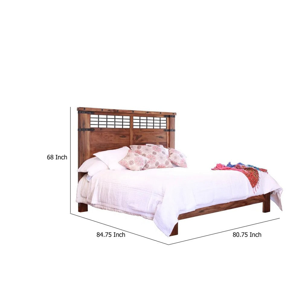 Umey California King Size Bed Cinnamon Brown Parota Mango Wood