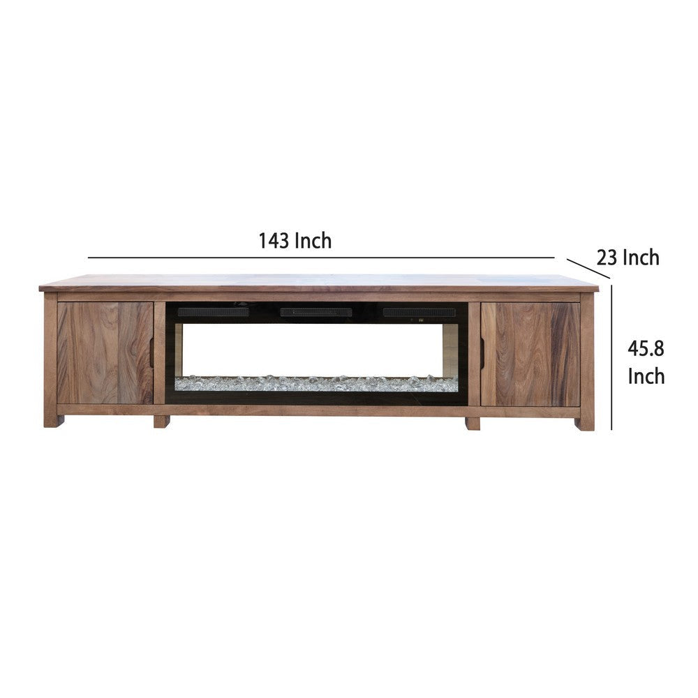 Umey TV Console with Electric Fireplace Remote 93 Inch Medium Brown BM332131