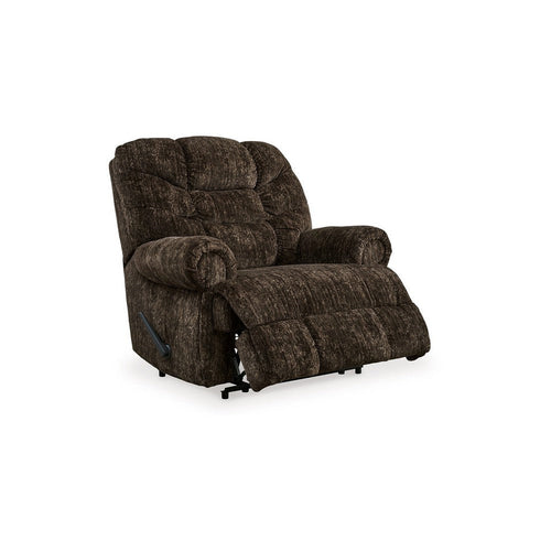 Ashley Mikey Manual Recliner Chair, Zero Wall, Dark Brown Polyester Velvet