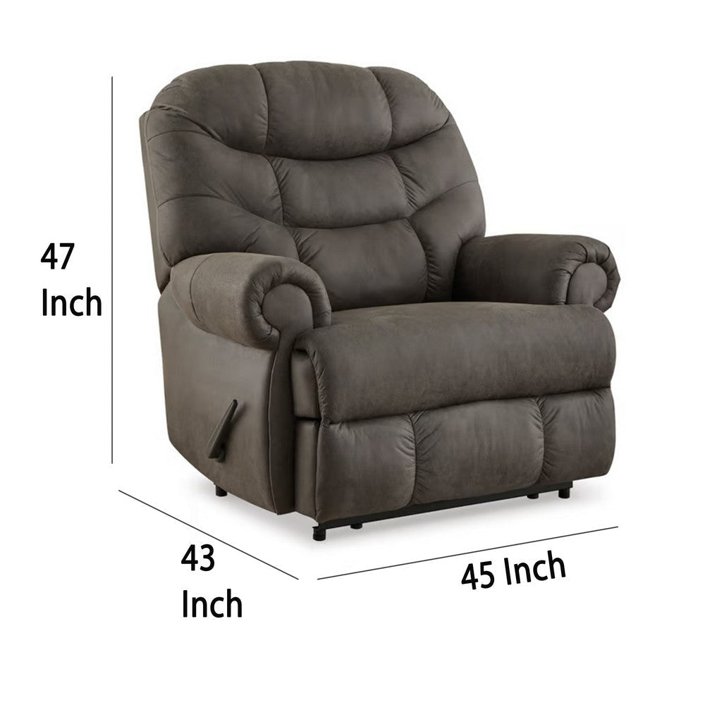 Ashley Ikra Zero Wall Manual Recliner Chair Tufted Gray Faux Leather BM332172