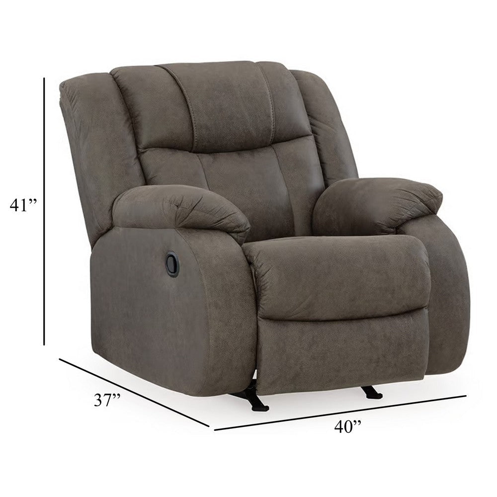 Ashley Perth Manual Rocker Recliner Chair Soft Foam Slate Gray Faux Leather BM332180