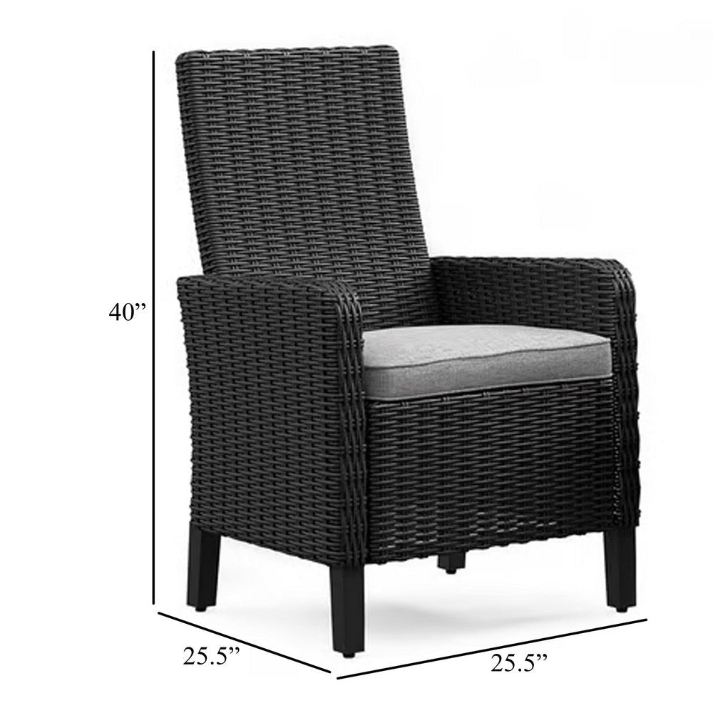 Ashley Tira Indoor Outdoor Armchair Set of 2 Black Wicker Gray Nuvella Seat BM332203