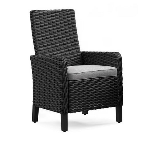Ashley Tira Indoor Outdoor Armchair Set of 2, Black Wicker, Gray Nuvella Seat