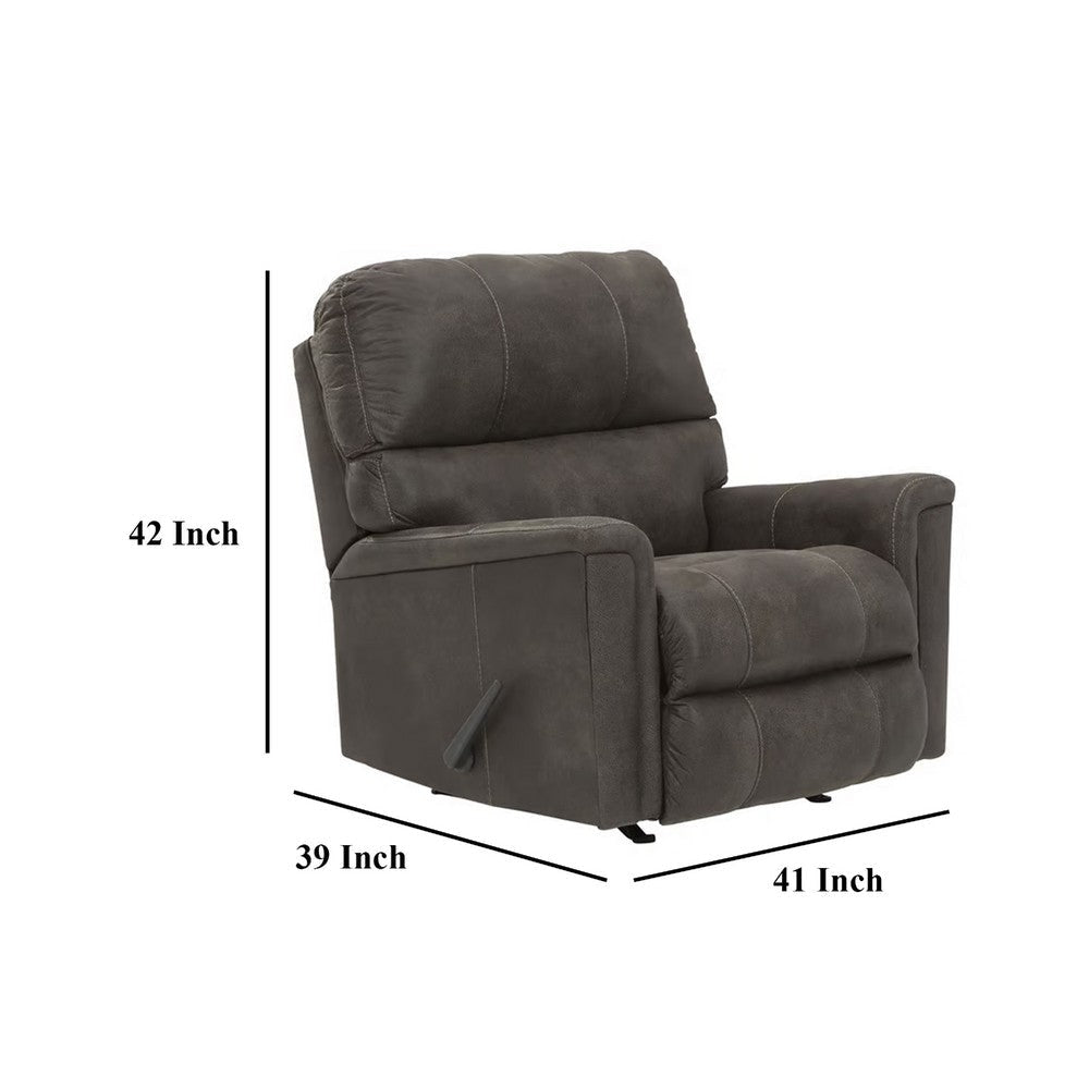 Ashley Nav Manual Rocker Recliner Chair Weathered Smoke Gray Faux Leather BM332281