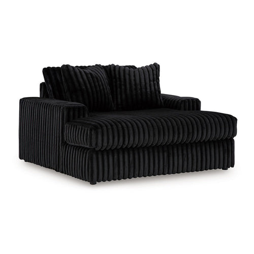 Ashley Addy Oversized Chaise, Black Jumbo Corduroy Fabric, 2 Pillows, 68 Inch
