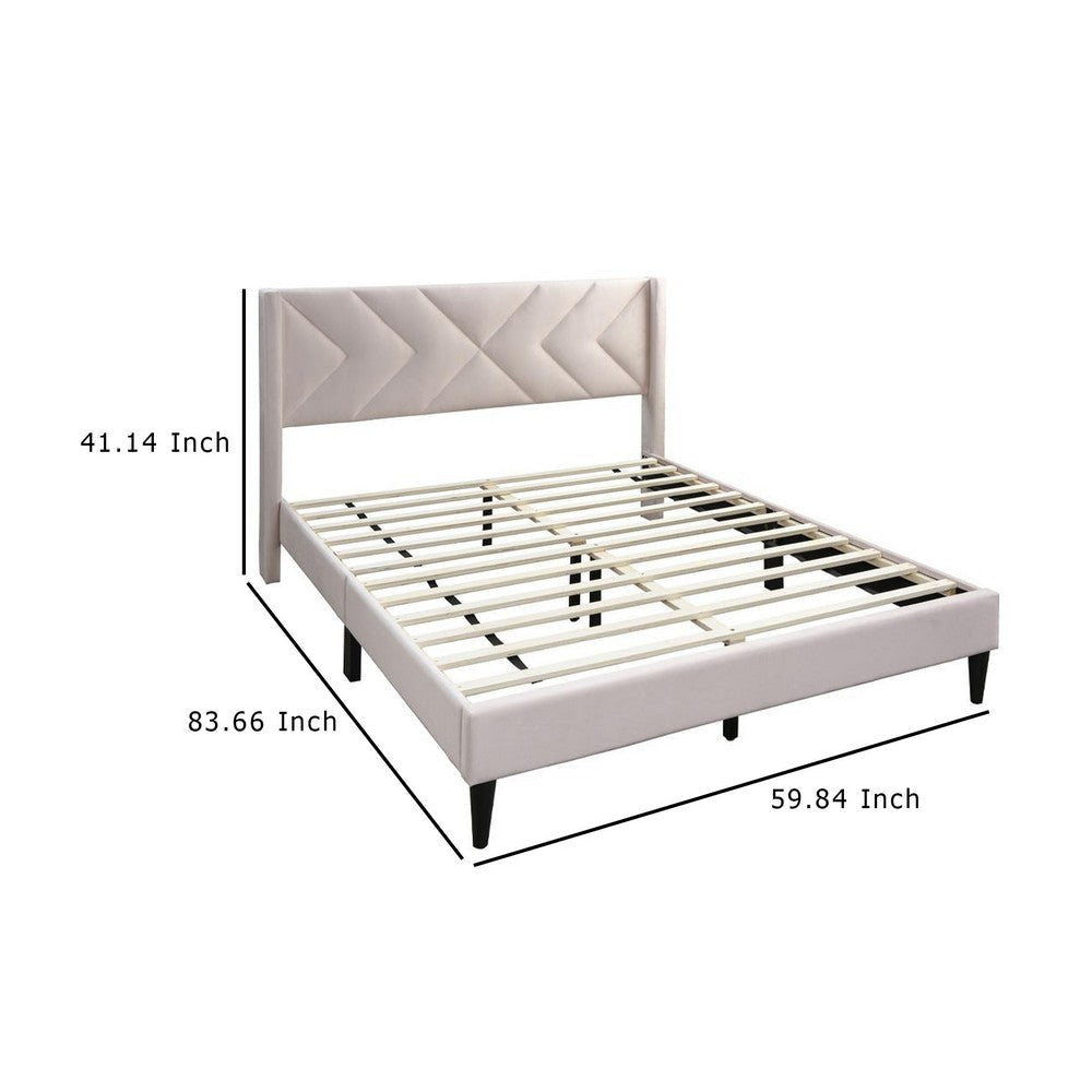 Reno Queen Size Bed Modern X Channel Tufted Pink Velvet Upholstery BM332426