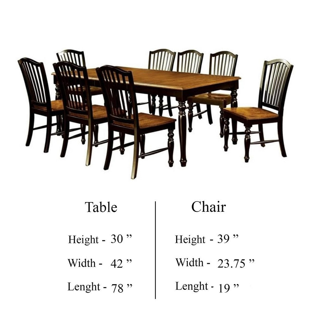 Gin 7pc Dining Table Chair Set Extendable 60-78 Inch Oak Brown Black BM332519