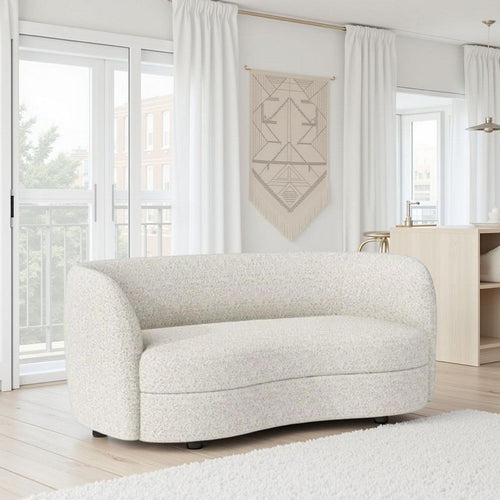Srey Loveseat, 64 Inch, Modern White Boucle, Curved Kidney Shape