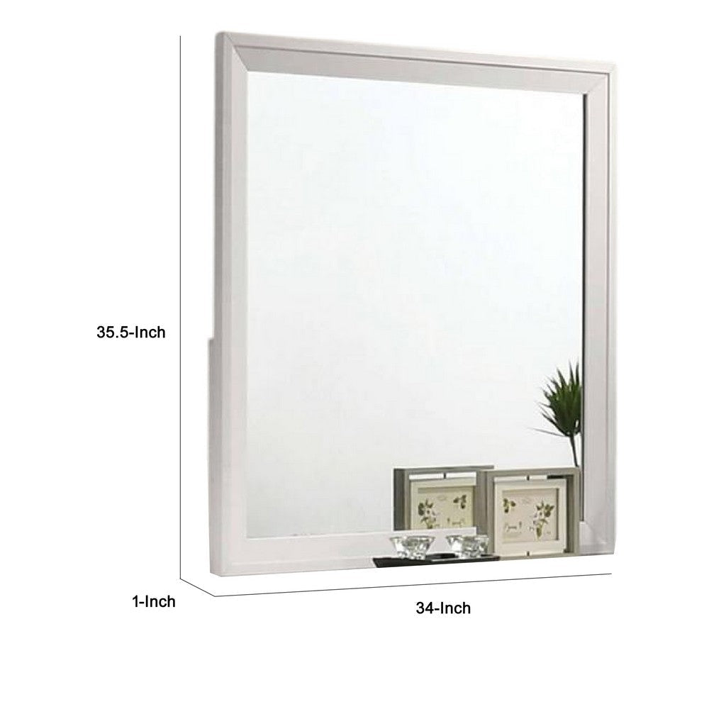 Tory Dresser Mirror 36 Inch Rectangular Classic White Solid Wood BM332577