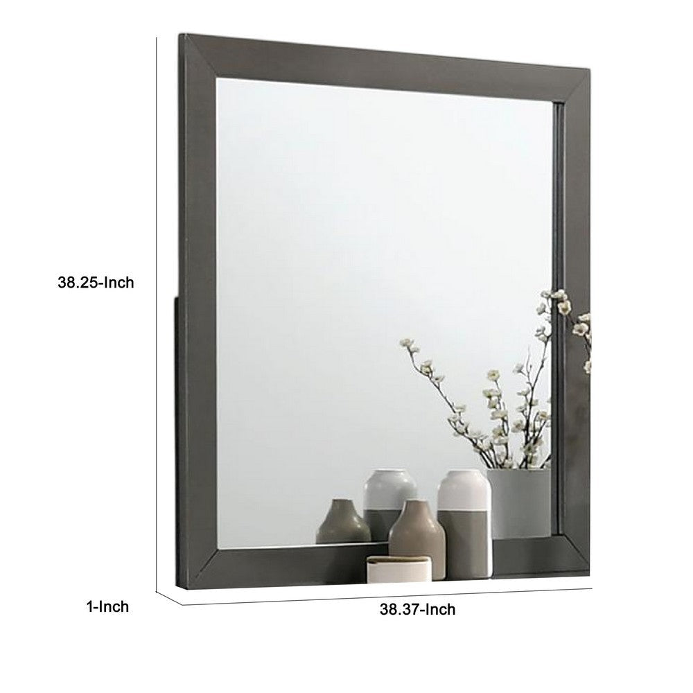 Aliso Dresser Mirror Modern Metallic Gray Solid Wood Frame 38 Inch BM332594