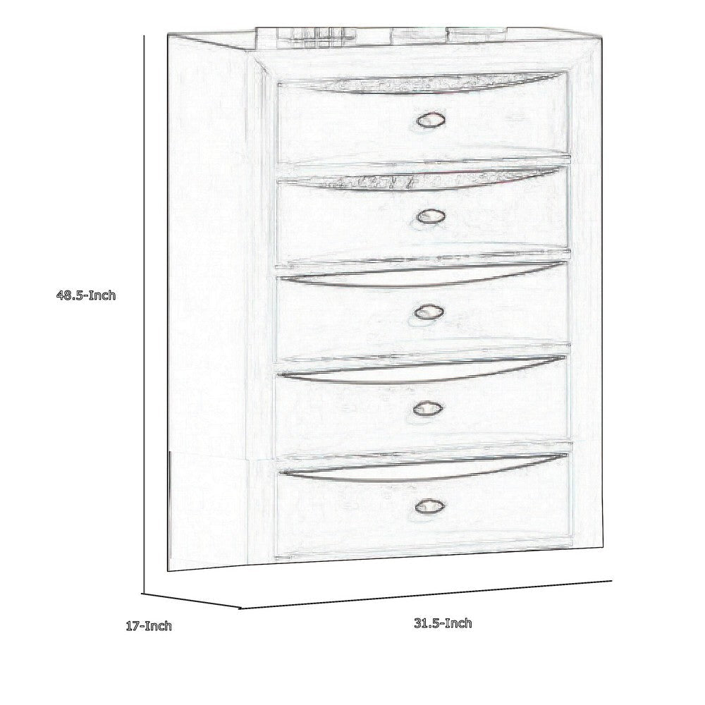 Simo Tall Dresser Chest 5 Drawers Chrome Handles Modern Black Wood BM332614