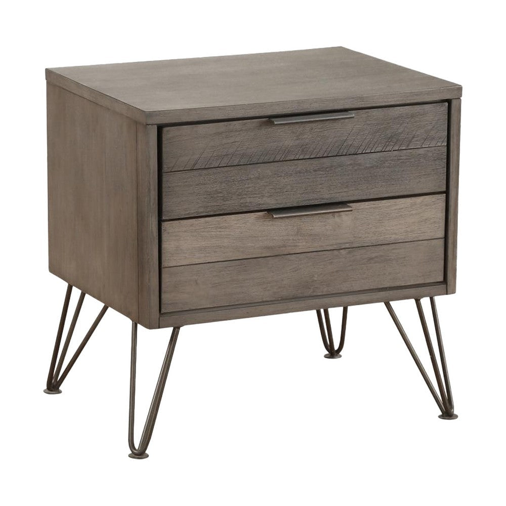 Aile 4 Pc Queen Size Bedroom Set Horizontal Slat Design Rustic Brown BM332704