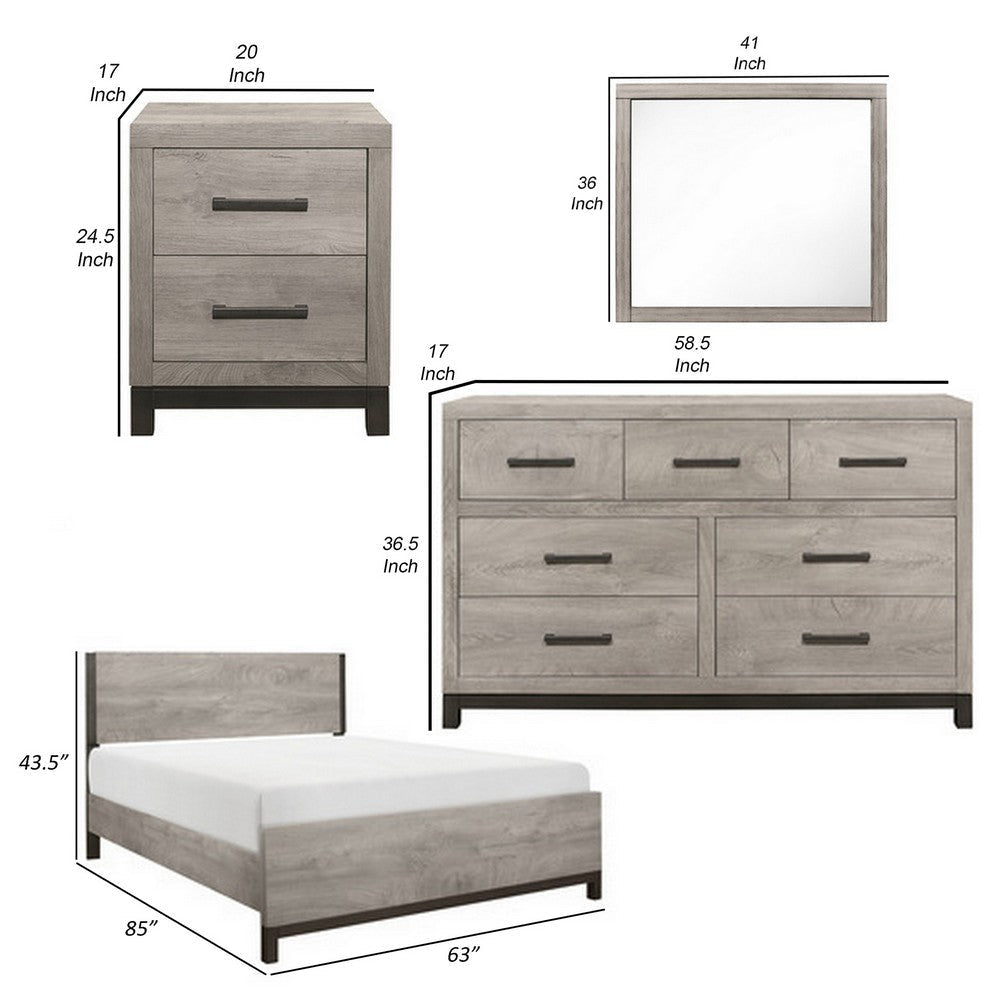 Zephyr 4 Pc Queen Size Bedroom Set Light Gray Brown Modern Style BM332736