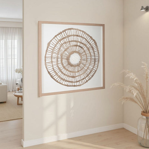 Ashley Wall Decor, Craft Paper Circle Framed Art, Brown White, 38x38 Square