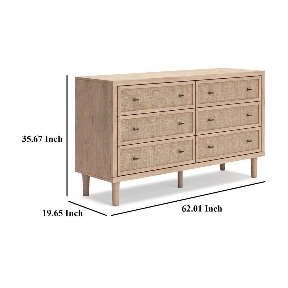 Ashley Ciel Wide Dresser | 6 Drawers with Metal Knob Handles | Brown | Bronze BM332821