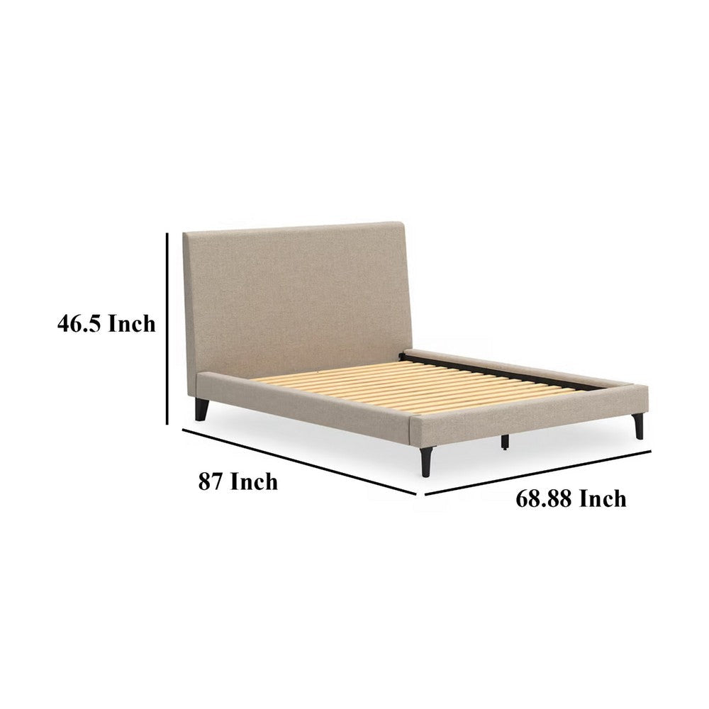 Ashley Ciel Low Profile Queen Bed | Gray Polyester Upholstered Headboard