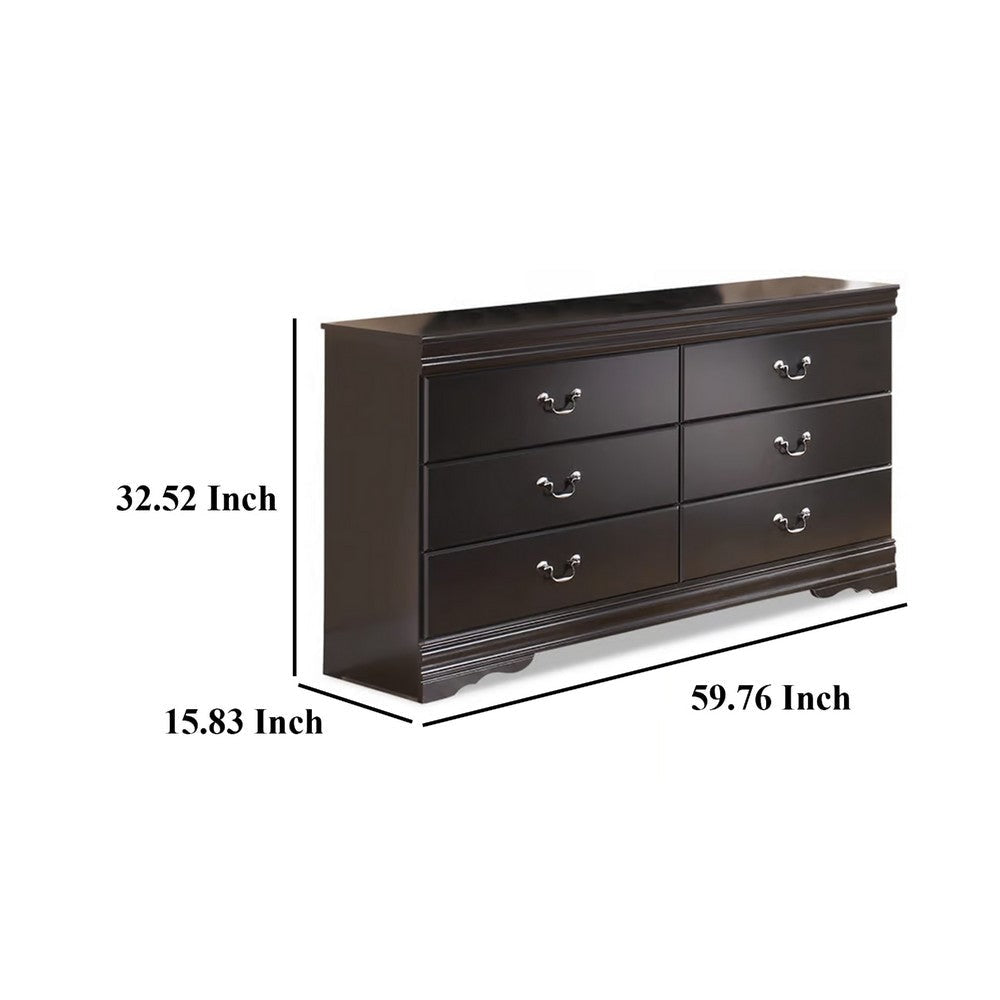 Ashley Yara Wide Dresser | Classic Black Finish | 6 Drawers | Pewter Handles BM332827