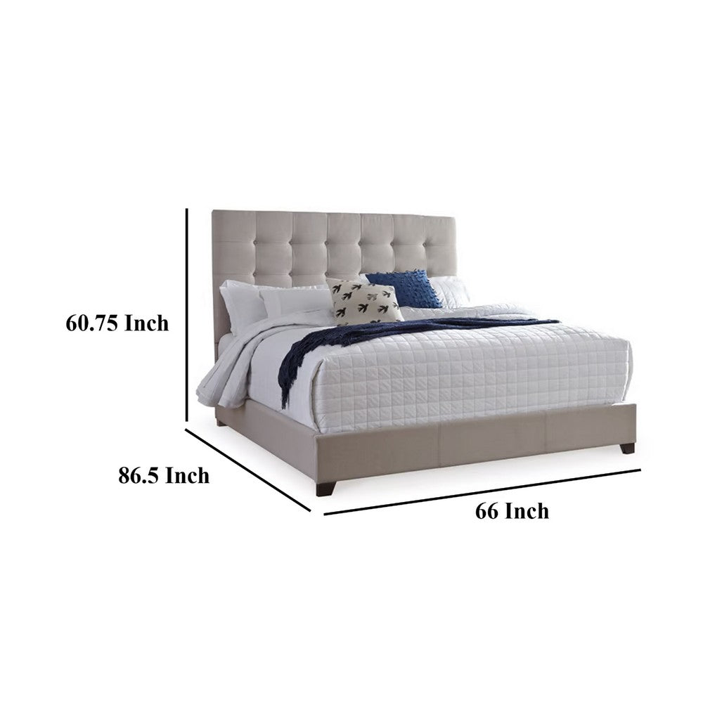 Ashley Dolante Queen Bed | Button Tufted Beige | Polyester Headboard