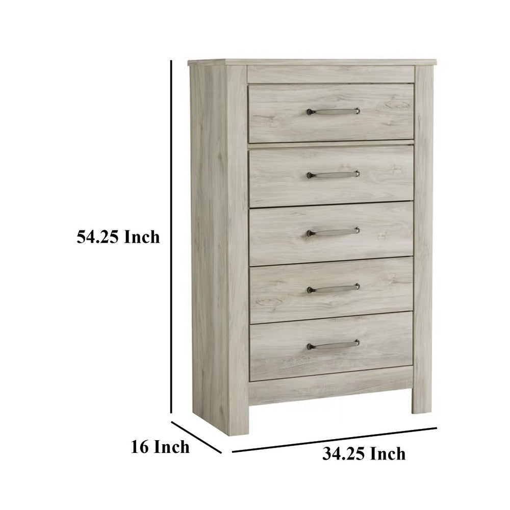 Ashley Simon Tall Dresser Chest | 5 Drawers | Rustic Gray Laminate Whitewash BM332853