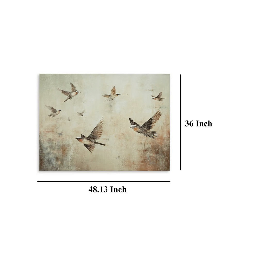 Ashley Accent Wall Decor | 36x48 | Brown Hand Painted Canvas | Flocking Birds BM332855