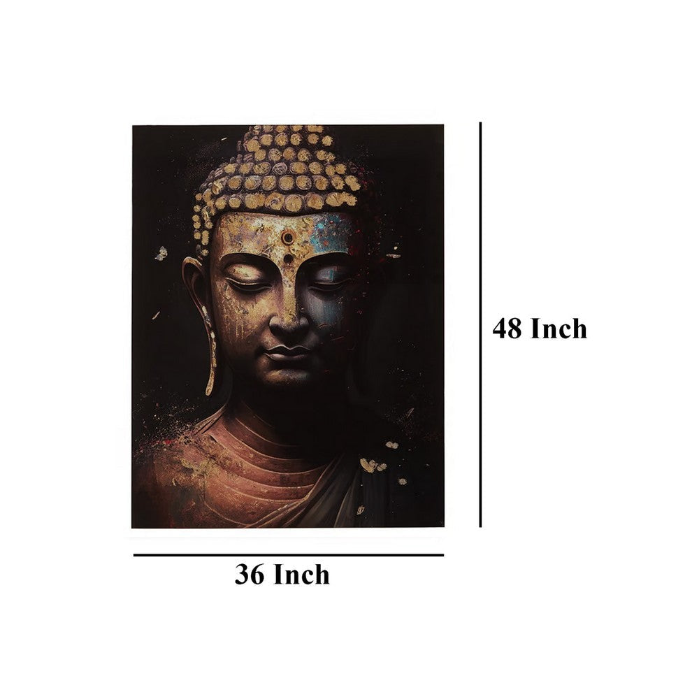 Ashley Accent Wall Art Decor | Printed Glass 36x48 Meditating Buddha | Black BM332864