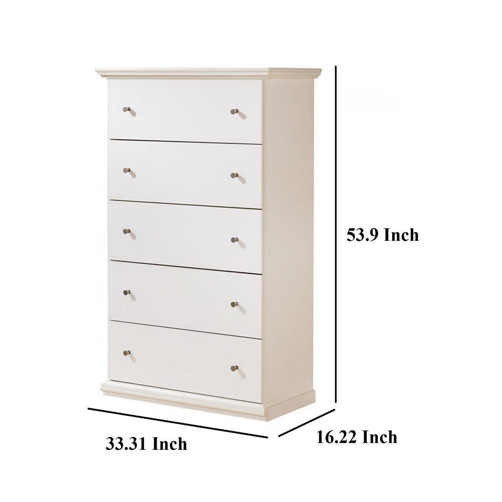 Ashley Twik Tall Dresser Chest | 5 Storage Drawers White Molded Trim Details BM332907