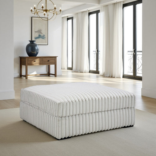 Ashley Peno Accent Ottoman | 51" Square | Light Gray Jumbo Cord Polyester