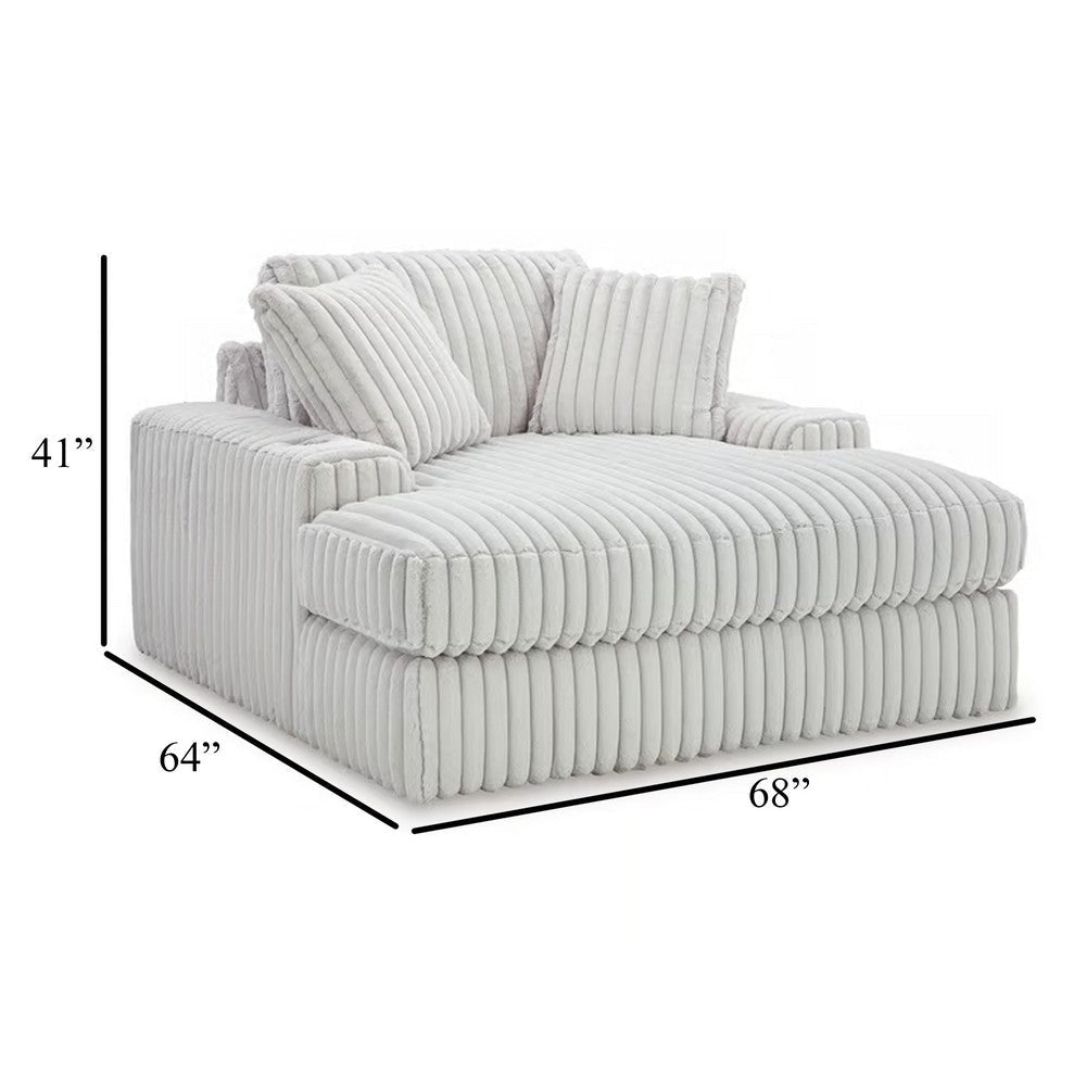 Ashley Peno Oversized Lounge Chaise | USB | Light Gray Jumbo Cord Polyester BM332920