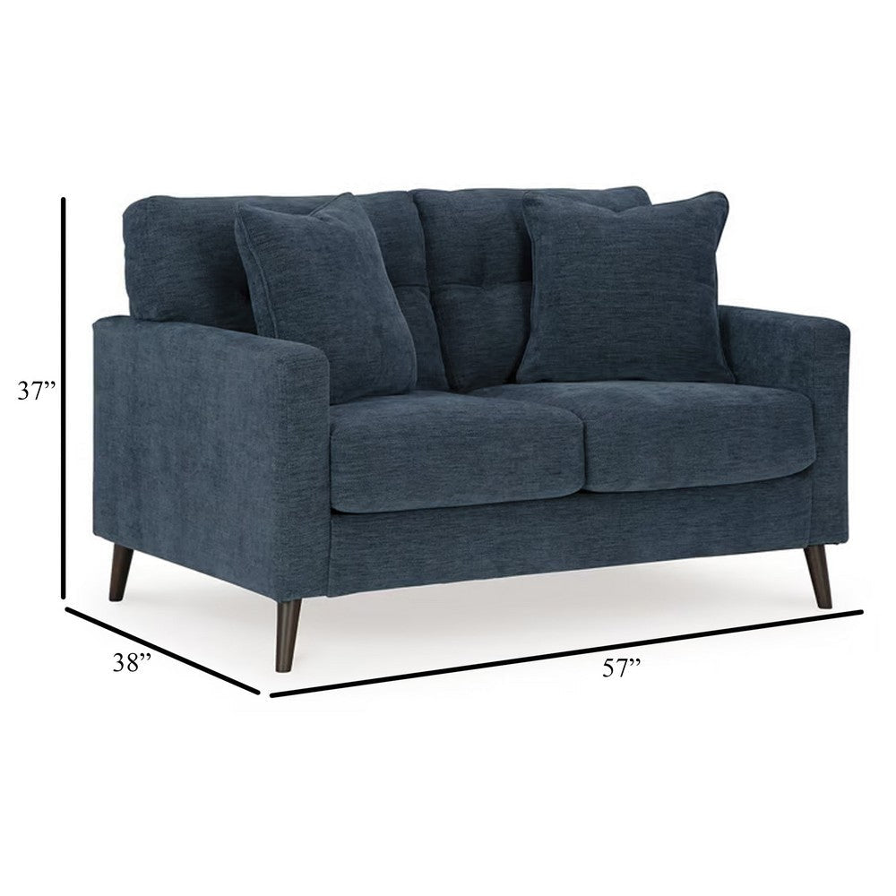 Ashley Bixy Loveseat | 57’’ Dark Blue | Track Armrests | 2 Accent Pillows