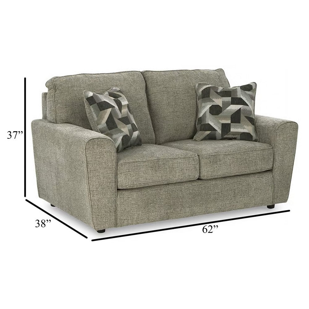 Ashley Timu Loveseat | 63’’ Light Gray Polyester | Track Armrests | 2 Pillows BM332933