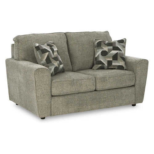 Ashley Timu Loveseat | 63" Light Gray Polyester | Track Armrests | 2 Pillows