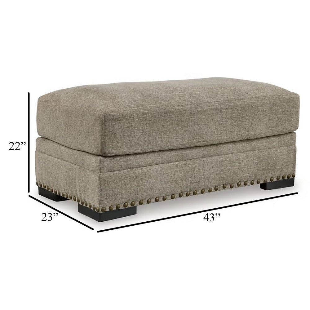 Ashley Golo Accent Ottoman | 43’’ | Taupe Gray Polyester | Nailhead Trim BM332934