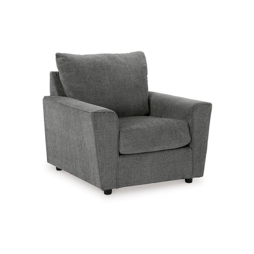 Ashley Ratty Armchair | 38" | Gray Polyester | Track Armrests | Welt Trims